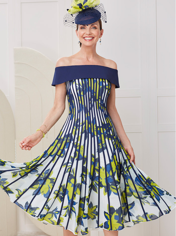 29018 Dress - Lime/Navy (John Charles)